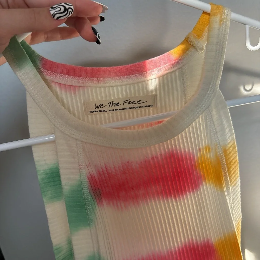 Free People Colorful Tie-Dye Ribbed Halter Top
